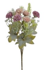 Kytice kvetoucích umělých květin - 5 větviček s 7 květy a doplňky, kvítek 3,5cm, dl. 29cm