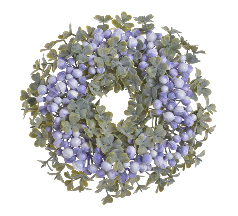 Věnec z umělých lístků a bobulí  Ø 18cm