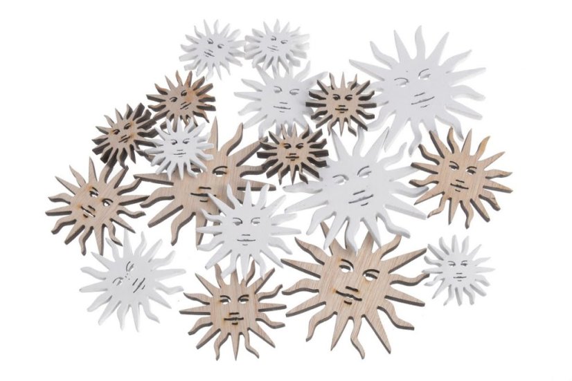 Letní dekorace slunce výsek mix velikostí a barev .3,5-7cmØx0,5cmW - 18ks