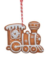 Vánoční dekorace lokomotiva jako z perníku 8,5cmLx1cmWx7cmH - závěs
