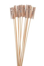 Dekorace dřevěný kolíček  zápich (1,4cmL x 0,7cmW x 4,5cmH) 37,5cmH - 12ks