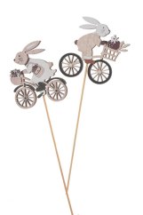 Velikonoční dekorace dřevěný zajíc (7cmLx0,5cmWx7cmH) 27,5cmH - zápich - 2ks