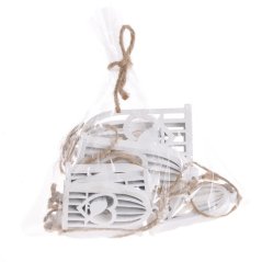 Klec s ptáčkem výsek závěs 5 x 6 cm + 3 x 8  cm - 8 ks