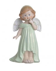 Keramický stojící glitrovaný anděl 14,5cm