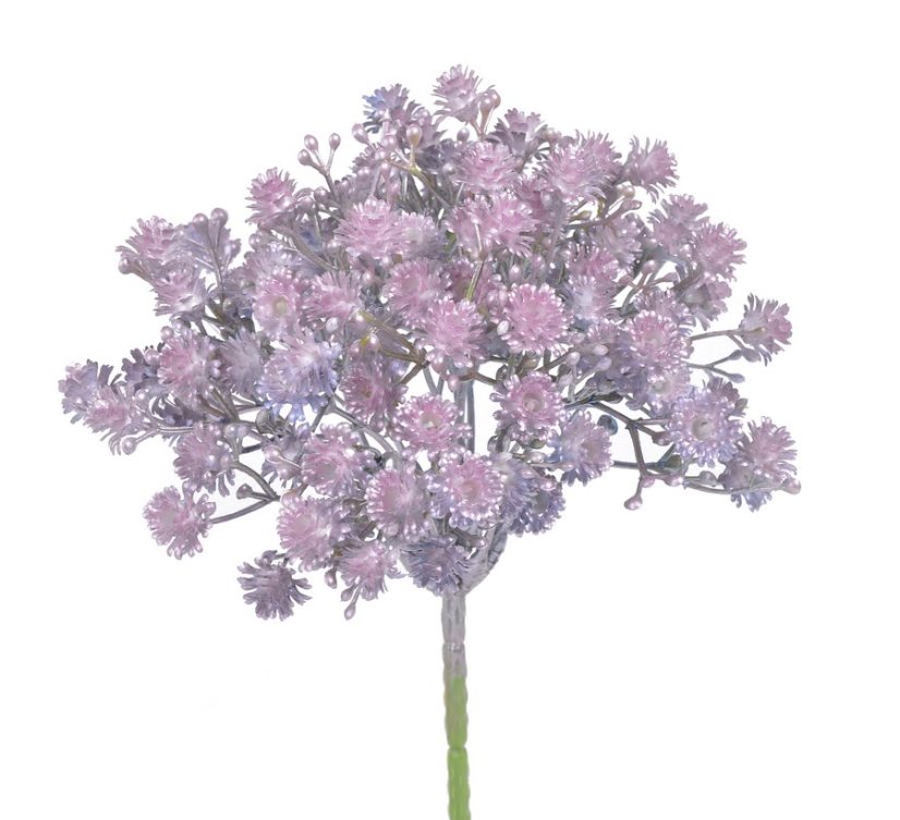 Umělá gypsophila kvetoucí s metalovou patinou dl. 20cm - zápich