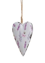 Dekorace malované plechové srdíčko .(6,8cmLx1,3cmWx11cmH) 20,5cmH - závěs