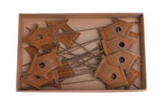 Vánoční dekorace plechový domek zápich (4,5cmLx0,2cmWx5,5cmH) 18cmH - 18ks