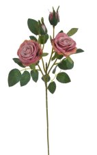 Umělá rozkvetlá růže 2 květy + 2 poupata, květ Ø 6,5cm, dl.49cm