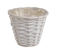 Proutěný košík s kovovou kostrou a s igelitem uvnitř Ø 15cm/ H13 cm