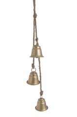 Dekorace kovový zvonek girlanda (6,5cmØx7,5cmH) 57cmH závěs 3ks