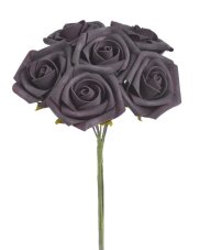 Pěnové růže na drátku, hlavička Ø 6cm, drátek dl. 23cm - 6 ks