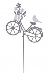 Dekorace kovové kolo s košíčkem a ptáčkem (17.5cmLx0,2cmLx17,5cmH) 53cmH - zápich