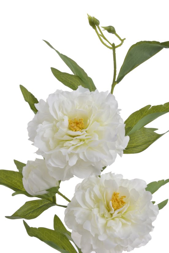 Umělá pivoňka s 2květy a poupětem, květ Ø12cm/ celková dl.89cm