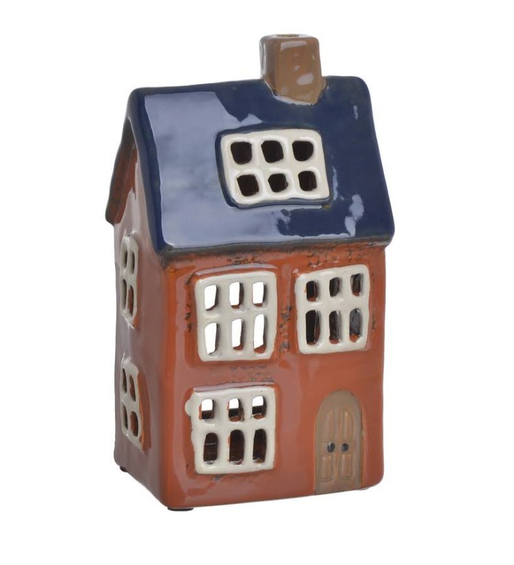 Keramický domek - svícen na light svíčku 9cmL x 7cmW x 17cmH