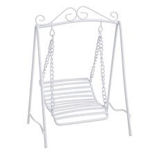 Kovová dekorace houpačka 10cmL x 8cmW x 14,5cmH - bílá