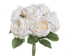 Růže s listy, svazek 6 stonků, dl. 28 cm, barva 21