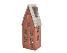 Dekorace svítící LED 2xLR44 keramický domek .7cmLx5,5cmWx18,5cmH