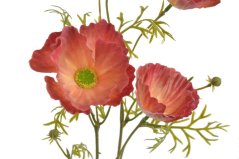 Umělý kvetoucí vlčí mák s listy, květ Ø 8cm, dl. 72cm