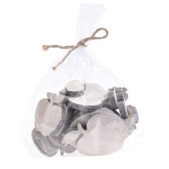 Dřevěné výseky ve tvaru jablíčka 2,5-7cm - 18ks