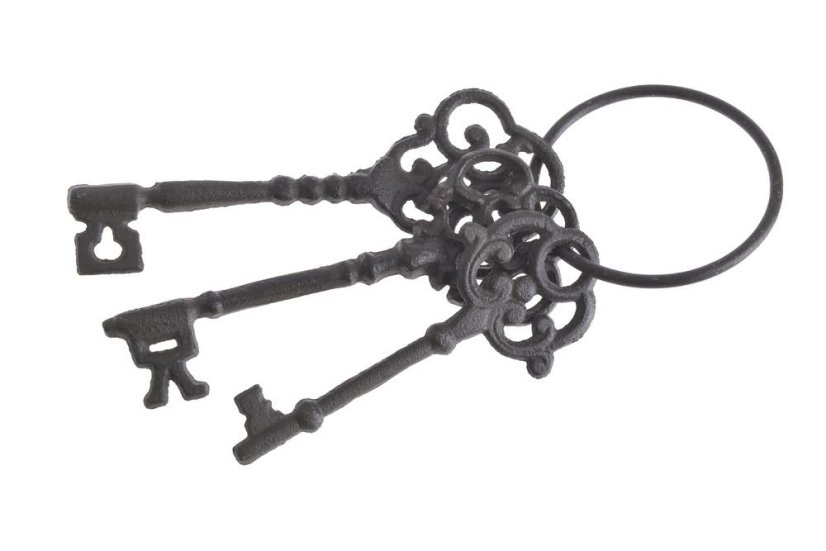 Dekorace svazek kovových klíčů  5-5-6,5cmL x 1cmW x 13-16cmH
