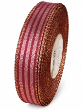 Plátnová stuha pruhovaná 15 mm × 25 m – bordó/zlatá
