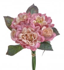 Kytice umělých růží s poupaty a listy s listy dl.24cm