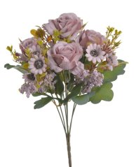 Kytice umělých květů s růžičkami a doplňky, dl. 36cm