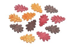 Podzimní dřevěné výseky ve tvaru listu vel. 3,8 cm, tl. 0,2 cm - 12ks