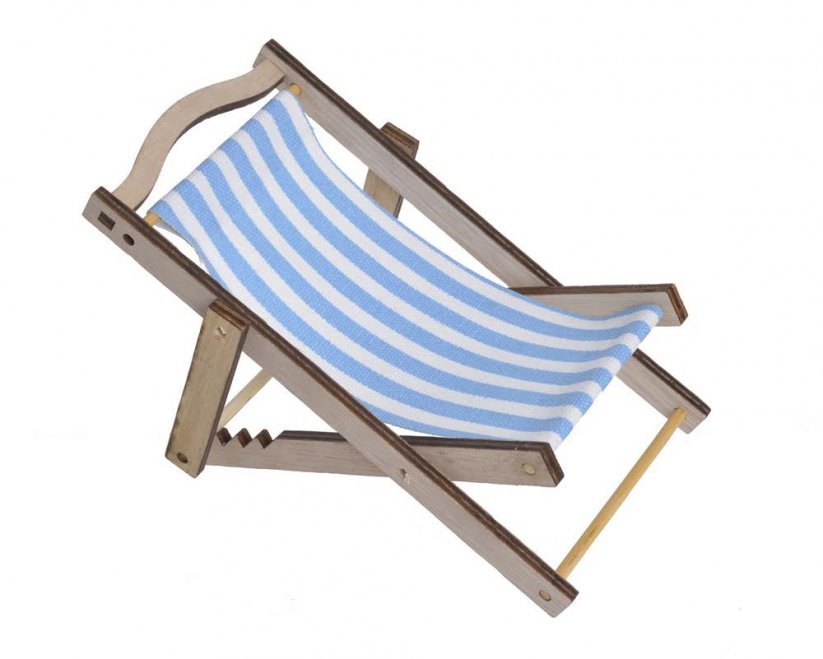 Letní dekorace plážové křeslo dřevo a látka 15cmLx10cmWx11,5cmH