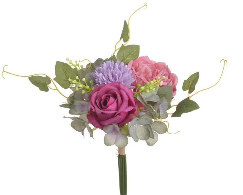 Umělá míchaná kytice z pivoňky, hortenzie a chryzantémy dl. celkem 35cm