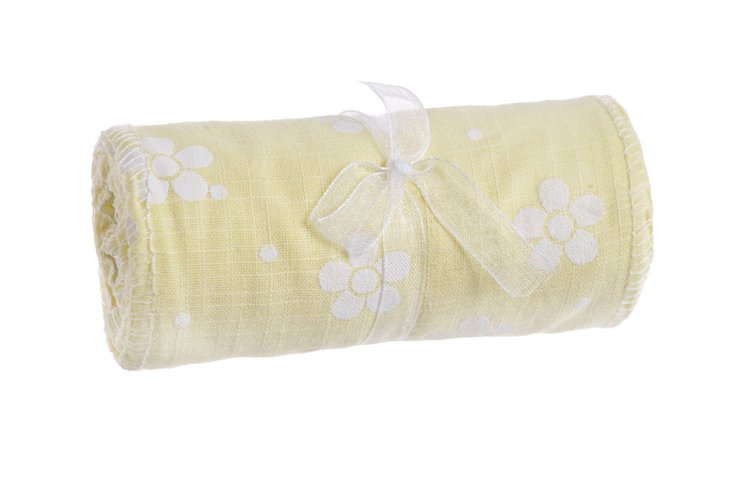 Plátno s potiskem květů 10 x 145 cm - žluté