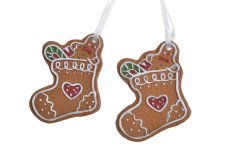 Vánoční dekorace perníkové ponožky H 5,5cm - závěs