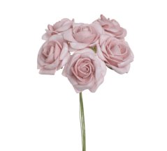 Hlavička pěnové růžičky na drátku Ø 3,5 cm, drátek 12 cm - 6ks