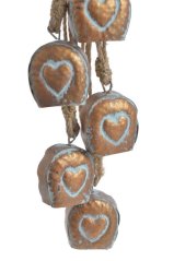 Dekorace kovové kravské zvonce 4,5cmL x 2,5cmW x 55cmH - 5ks - závěs