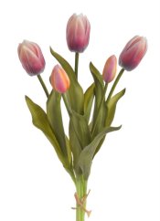 Svazek tulipánů z měkčeného plastu hlavička 6cm, celkem dl. 40 cm - 5ks