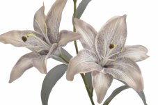 Umělá lilie šedo-bílá 61 cm s velkými květy
