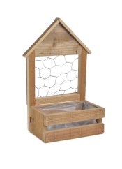 Dřevěné okno s truhlíkem na aranžování s igelitem  19cmL x 13,5cmW x 33,5cmH
