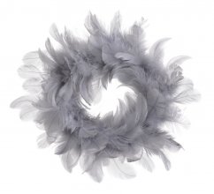 Věnec z přírodního barveného peří 20cm - tmavě šedý