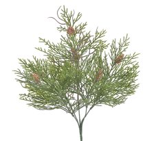 Vánoční dekorace - omrzlá větvička thuje se šiškami dl. 40cm - zápich