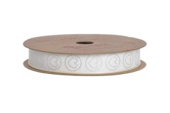 Tkaná stuha s monofilem 1,2cm x10m  - stříbrný potisk