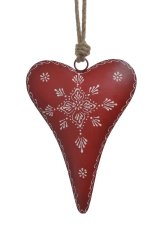 Dekorace - plechové barvené srdce s ornamenty - závěs 25x19cm..19cmLx3,5cmWx27cmH