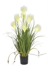 Umělá kvetoucí travina v květináči s LED osvětlením, květináč Ø 16cm, celková výška 80cm