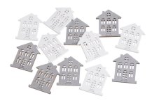 Dřevěné výseky ve tvaru domečku  3,5xy3,5x0,2cm - 12ks