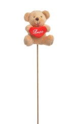 dekorace plyšový medvídek na špejli (6cmLx4,5cmWx8cmH) 30cmH - zápich