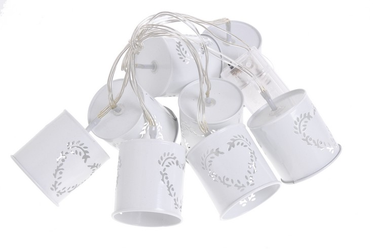 Girlanda s plechovými stínítky s LED světýlky 165cm