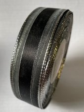 Atlasová stuha s monofilem, metaloplastem a vlascem 2,5cm/25m