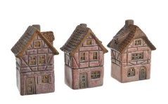 Dekorace domek keramika LED MIX  2xLR44..8cmLx7cmWx12cmH