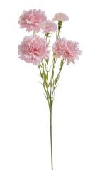Umělý rozkvetlý mini karafiát karafiát s 3 květy a 2 poupaty, květ Ø7cm/dl.58cm