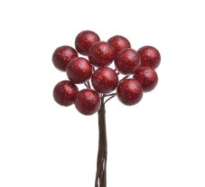 Vánoční přízdoby lakované glitrované kuličky na drátku, kulička Ø 1 cm, dl.10 cm - 12sv.