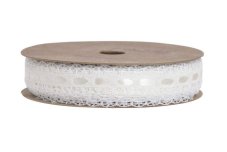 Saténová dekorační stuha s krajkou 1,5cm/dl.10m